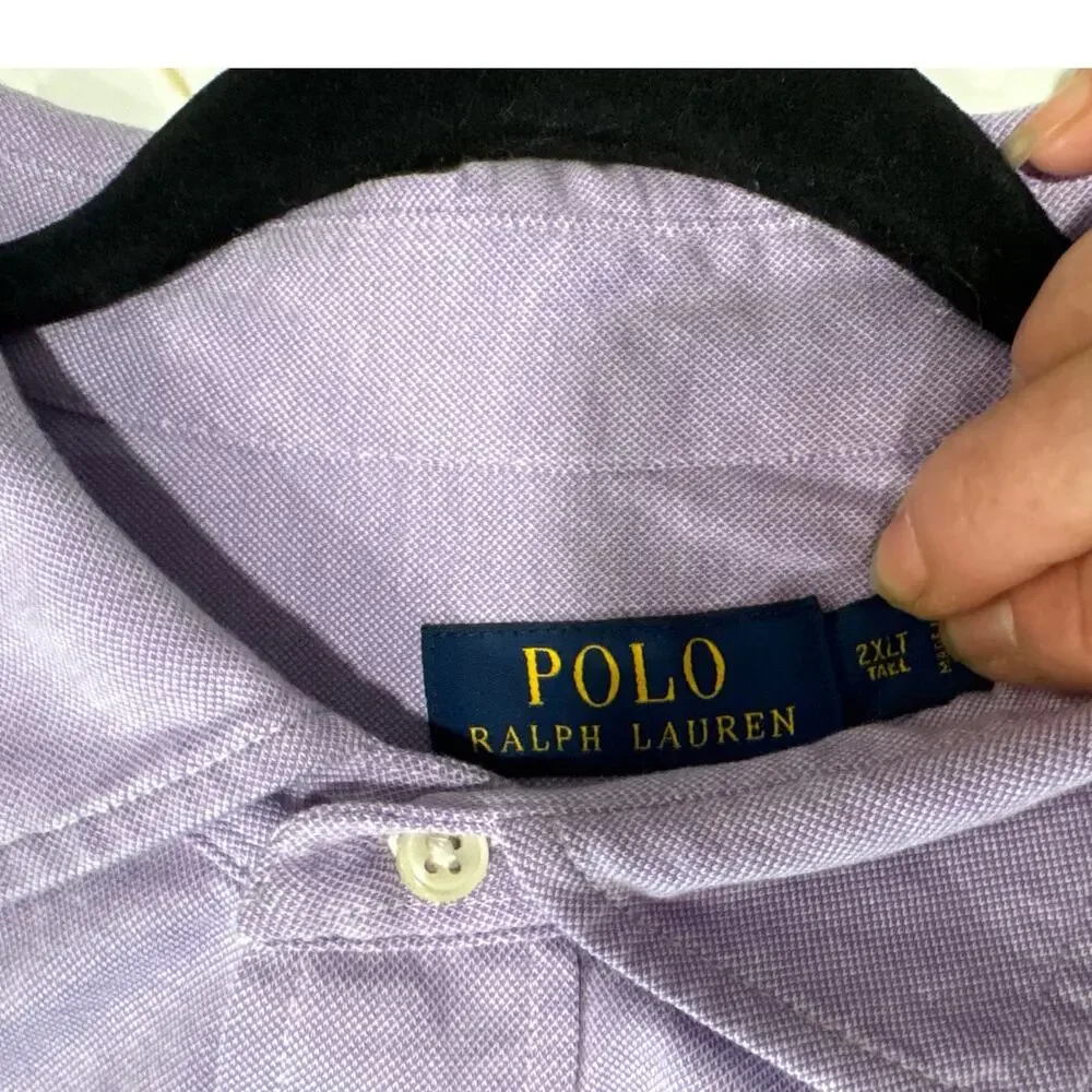 Polo Ralph Lauren 1/4 Button Shirt Mens XXL Purple Long Sleeve 100% Cotton Pony